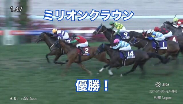ミリオンクラウン号🐎
優勝おめでとうございます🥇
（和田雄二厩舎・横山典弘騎手）
馬主は本田恒雄様。

ミリオンクラウン号の勝利に少しでも関わることが出来て嬉しい気持ちで一杯です✨

関係者の皆さま、本当におめでとう御座います👏